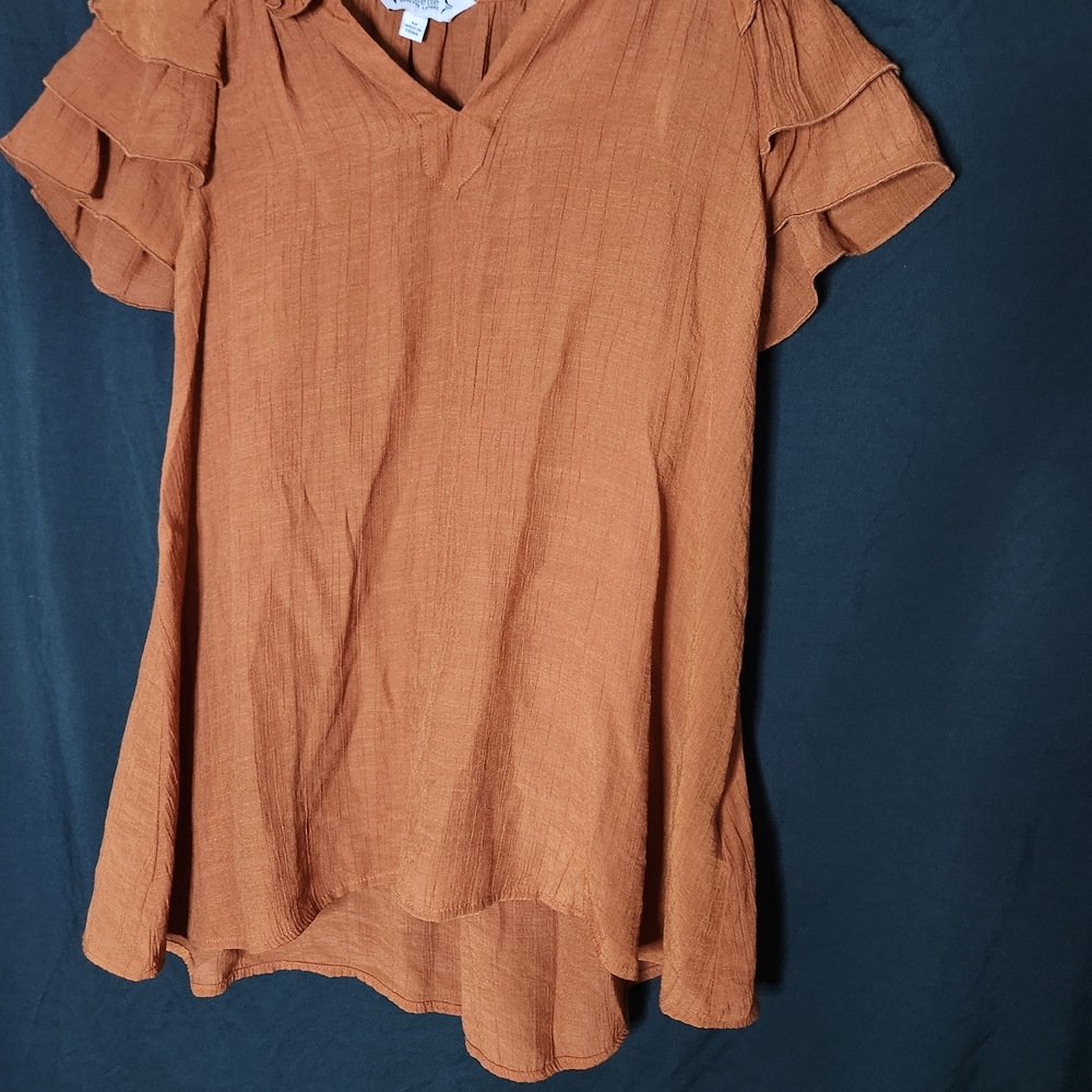 Nanette Lepore Rust Ruffled Blouse